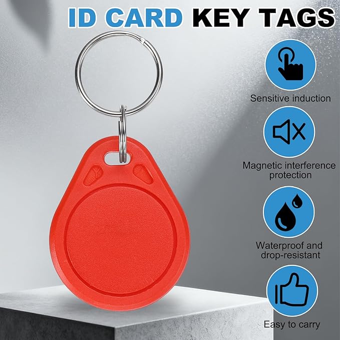 PATIKIL 10 Pcs 13.56MHz CUID Writable Rewritable Smart Key Fobs, Clone IC Key Fob Tags Blank Smart Card Key Classic 1K for Entry Access Control System, Red