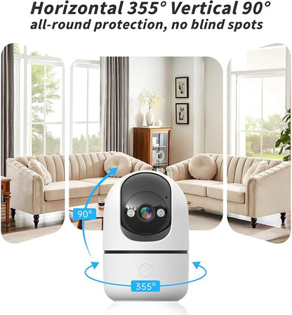 GBIUT Indoor Camera 5G&2.4G WiFi Cameras for Home Security Instant 911 Alert, 360° Pan/Tilt Baby Monitor/Dog/Pet Camera AI Motion Detection Night Vision, Speaker, US Cloud Storage (1-Pack)