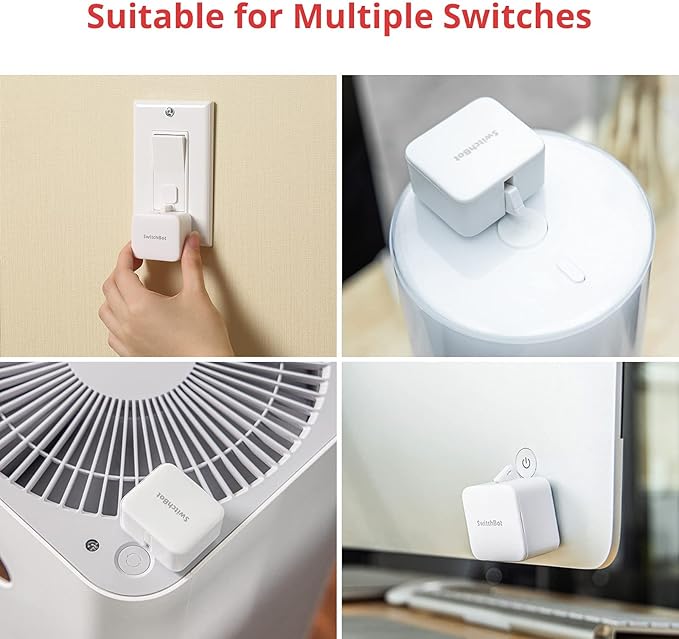 Switchbot Smart Switch Button Pusher (Bluetooth) with Hub Mini Matter – Fingerbot for Rocker Switch/One-Way Buttons, App Timer Control, No Wiring, Voice/Remote Control, White