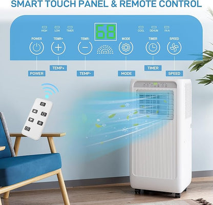 GarveeLife Portable Air Conditioner,10,000 BTU for Rooms up to 450 Sq.Ft., Smart Compact AC Unit with Cooling, Dehumidifier, Fan, Remote Control and Window Kit, White