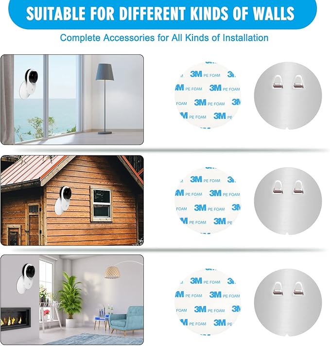 4 Pack Indoor Wall Mount for Yi Home Security Camera, No Punching, Extremely Simple Installation (Camera is NOT Included)