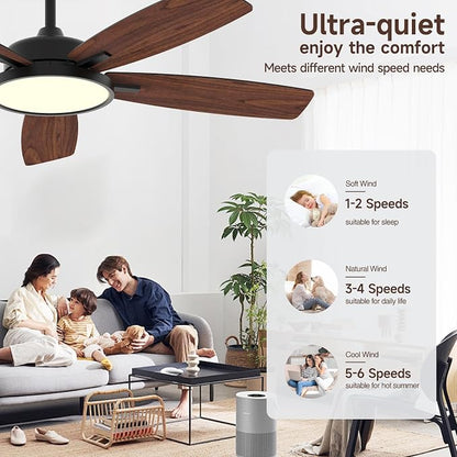 Roomratv 52 Inch Smart Ceiling Fan Compatible with App/Alexa/Google home | White Gold,Beep-Off Function,Ultra Quiet,Bright and Dimmable Led Light,Energy saving,Reversible,Remote Control