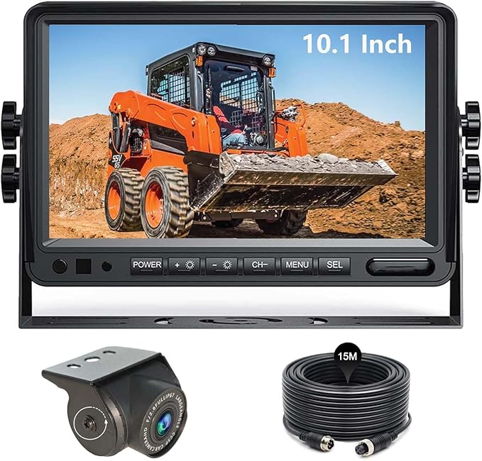 10" 1080P AHD Wired Reverse Rear View Backup Camera System,Guide line,IP69K No Water Leakage Camera, Night Vision, Vibration-Proof 10G for Tractor/Truck/Excavator/Caravan/Skid Steer/Heavy Equipment