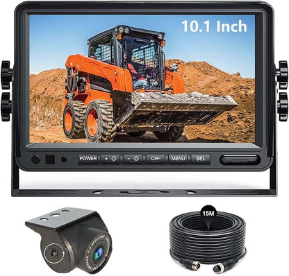 10" 1080P AHD Wired Reverse Rear View Backup Camera System,Guide line,IP69K No Water Leakage Camera, Night Vision, Vibration-Proof 10G for Tractor/Truck/Excavator/Caravan/Skid Steer/Heavy Equipment