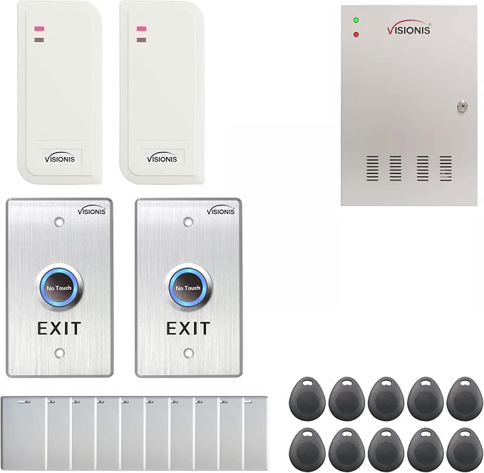 Two Doors Access Control Time Attendance TCP/IP Wiegand Controller Box with Power Supply Included + White Indoor/Outdoor Card Reader + Software Included 20,000 Users Kit - Visionis FPC-6476