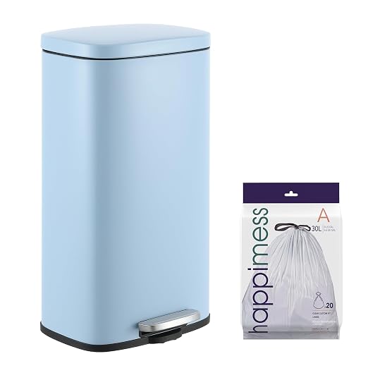 happimess Curtis 8 Gal Step Trash Can Soft Close 25", Tide Pool Blue