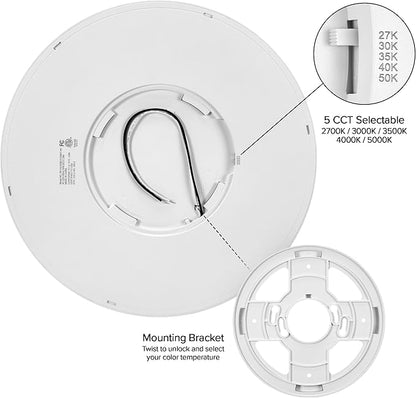 Maxxima 16 in. LED Flush Mount Ceiling Light, 3500 Lumens, 5 CCT 2700K/3000K/3500K/4000K/5000K Panel Light, White Trim Round Fixture, Dimmable for Modern Bedroom, Kitchen, and Living Room Lighting
