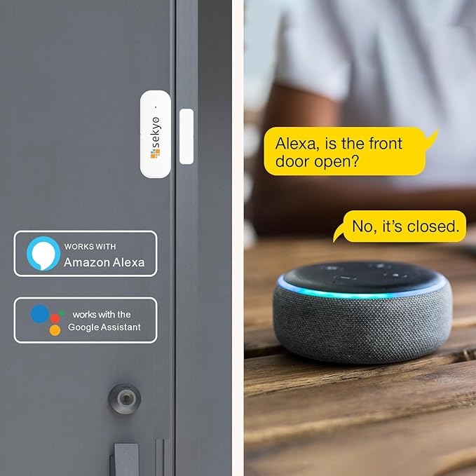 (4 Qty) Smart WiFi Door & Window Sensor for Home| No Hub Required | Free App Alert, Works with Tuya Smart Life Devices, Compatible with Alexa, Google Home, Siri (No Siren but Phone Notification)