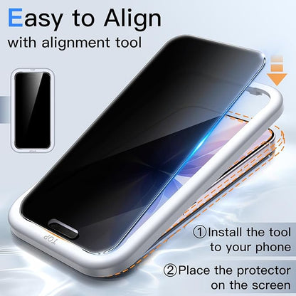 JETech 360 Degree Privacy Screen Protector for iPhone 17 6.3-Inch, 4-Way Anti-Spy Tempered Glass Film with Easy Installation Tool, 2-Pack