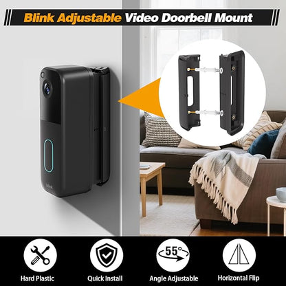 All-New Blink Doorbell Angle Mount, Adjustable 30–55 Degrees Corner Mount for Blink Doorbell Camera 2nd Gen(Newest Model), Angled Mounting Bracket Wedge Kit, Wide Viewing Angle Holder, (Black)