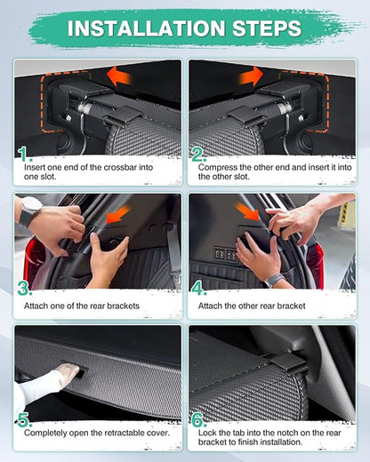 Powerty Cargo Cover for 2019-2024 2025 Cadillac XT6 Trunk Cover Retractable Trunk Shielding Shade XT6 Accessories Cargo Luggage Cover Black