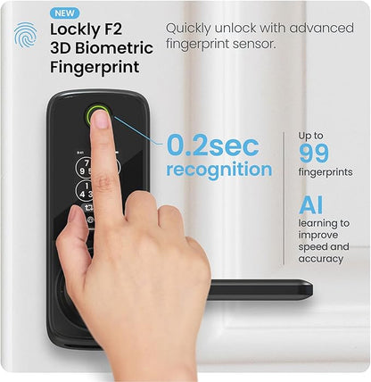 Lockly Secure Pro Smart Lock with Built-in Wi-Fi, Fingerprint Door Lock, Keyless Entry Digital Door Lock with PIN Genie Keypad (Matte Black)