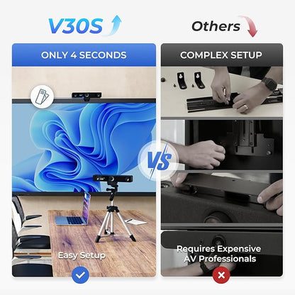 NEARITY V30S 4K Video Conference Camera with Microphone, 120° FOV/3X Digital Zoom, All in One Conference Room Webcam, Dual Mics, Video Conferencing System for Business Meetings/Smartboard