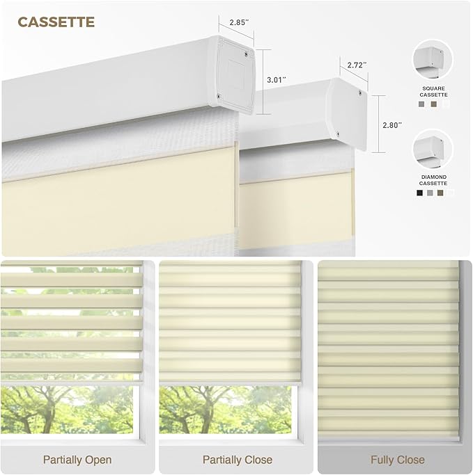 HeyBlinds Motorized Zebra Blinds with Remote, Smart Cordless Electric Zebra Shades for Indoor Windows Compatible with Alexa Google & Homekit, Custom Size (Simple-Beige LF)