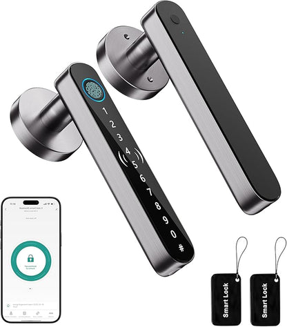 5 in 1 Fingerprint Door Handle with Keypad Control, APP Control, Key Card