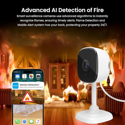 AMOROM 1080P Indoor Wired Security Camera - Works as a Baby Monitor & Pet Camera, Motion Detection, 2-Way Audio, Siren, Night Vision, Subscription-Free Local SD Card or Cloud Storage, 2.4GHz