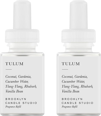 Pura & Brooklyn Candle Studio Home Scent Refill - Smart Home Air Diffuser - Long-Lasting Luxury Fragrance per Refill - Home Essential - Clean & Safe Diffuser Fragrance - 2 Pack, Tulum