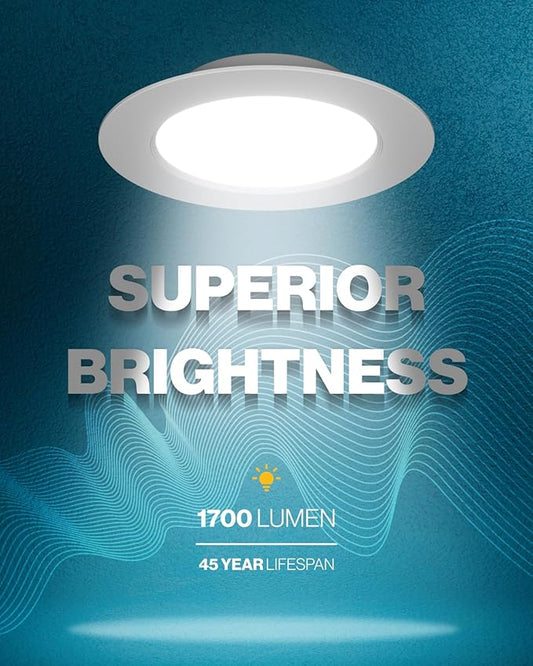 Sunco 24 Pack 6 Inch LED Recessed Light Retrofit, Can Lights for Ceiling, 1700 LM High Brightness, Selectable CCT 2700K/3000K/4000K/5000K/6000K, 17W=120W, Dimmable, Baffle Trim, Damp Rated UL