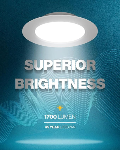 Sunco 12 Pack 6 Inch LED Recessed Light Retrofit, Can Lights for Ceiling, 1700 LM High Brightness, Selectable CCT 2700K/3000K/4000K/5000K/6000K, 17W=120W, Dimmable, Baffle Trim, Damp Rated UL