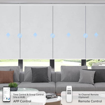 Motorized Coupled Shades, Blackout Smart Blinds for Large Windows Automatic Blinds Compatible with Alexa, Motorized Roller Shades Customized for Bedroom Home Office(Blackout-Fabric White)