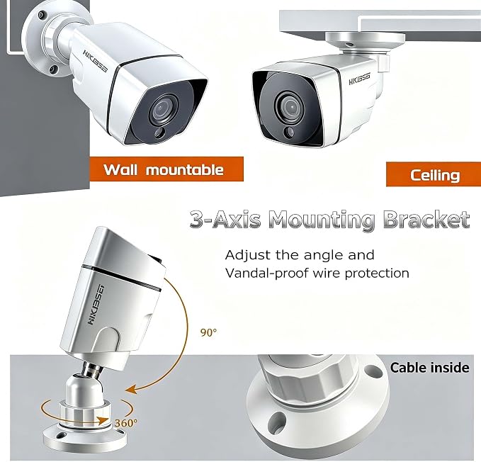 8CH H.265+ 3K Lite Home Security Camera System with AI Face/Vehicle Detection, 4 x 1920TVL 2MP Metal IP67 CCTV Surveillance Cameras Outdoor Indoor,DVR Kits 500GB Hard Drive