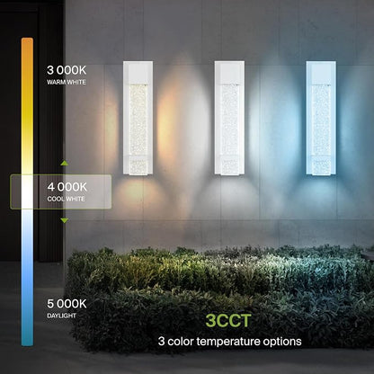 ASD LED 18" Bubble Glass Wall Light Fixture, Outdoor & Indoor Seeded Sconce | 3CCT, Waterproof, Dimmable, ETL Listed | 12W 500LM 3000-5000K 120V | Exterior Lantern, Porch Lighting | White