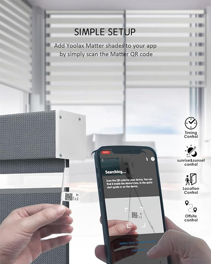 Yoolax Motorized Matter Zebra Blinds Compatible with Alexa, Google Home, Apple HomeKit, Blackout Smart Blinds, Privacy Light Control Horizontal Window Blind for Home (100% Blackout Mesh Silver)