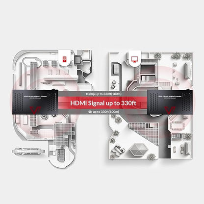 AV Access HDBaseT HDMI Extender 4K@60Hz 4:4:4 HDR (Dolby Vision), 100m/330ft Long Distance, PoC, IR, RS232 for TV to Another Room, Conference Room(4KEX100-H2)