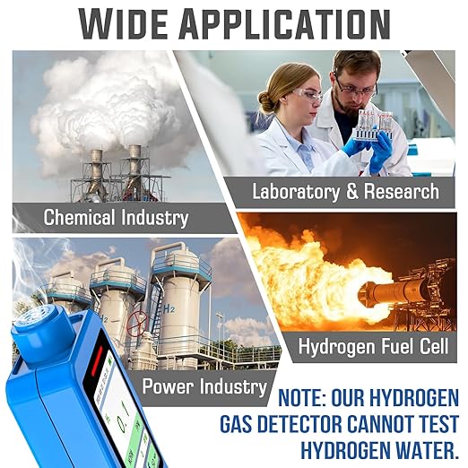 Hydrogen Gas Detector 0-1000 PPM, 0.1 PPM High Accuracy H2 Monitor with 3 Types Alarm, Rechargeable Hydrogen Meter, Portable H2 Air Quality Meters with Temperature Humidity Tester