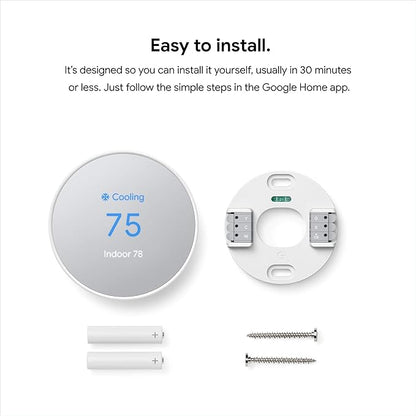 Google Nest Thermostat - Smart Thermostat for Home - Programmable Wifi Thermostat - Snow (Renewed)