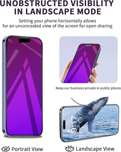 2 Pack for iPhone 14 Pro Max Privacy Screen Protector Tempered Glass for iPhone14ProMax 6.7inch Anti-Spy Private Glass Film Anti-Blue Light No Bubble Anti-Scratch Full Coverage Gradient Purple