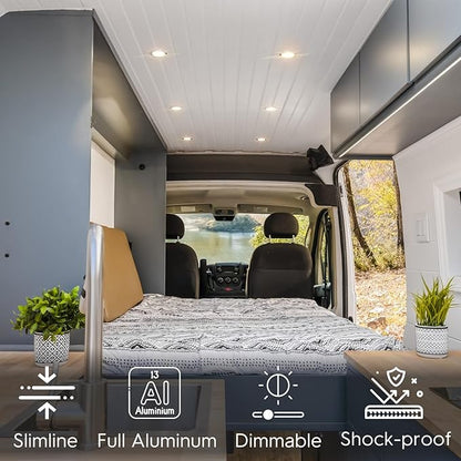 acegoo RV Recessed Ceiling Light 2-3/4” Full Aluminum 12V Dimmable LED Puck Light for Campervan Truck Caravan Boat Roof Under Cabinet Lighting, Flush Mount Cutout 2-1/4" (Sliver,Warm White) 4 Pack