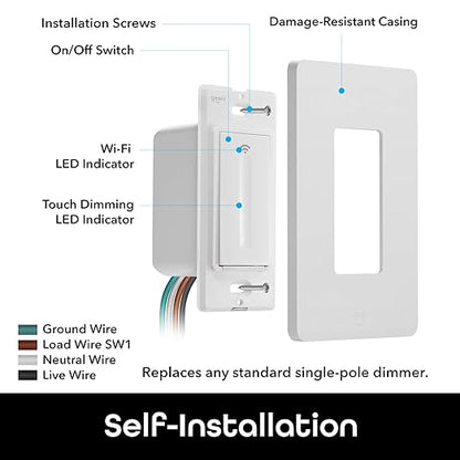Geeni Smart Wi-Fi Light Switch: No Hub Required, Works with Alexa and Google Assistant