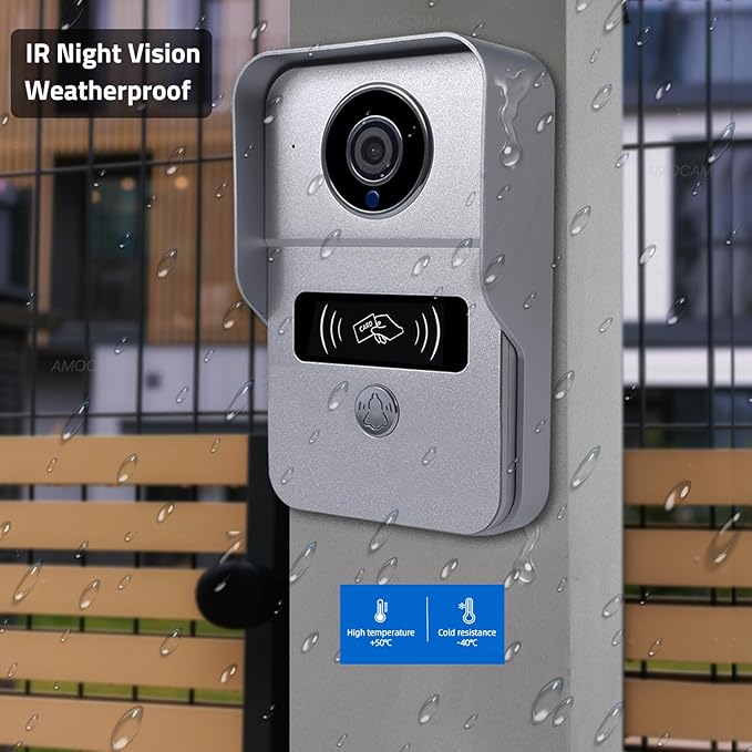 2 Wired Video Intercom System, 7 Inches Video Doorbell HD Camera with Monitor, WiFi Tuya App Remote Intercom Unlock, No Monthly Fees, Video Door Bell Call Phone, for Villa House Office Apartment