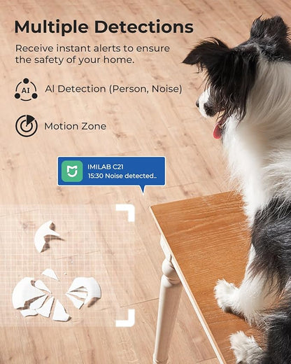 IMILAB 2.5K Indoor Camera, Room Camera for Bedroom, Dog/Pet/Baby/Nanny Cam with Xiaomi Home App, 360° Pan & Tilt Home Security Cam, Night Vision, Two Way Audio, 2.4GHz WiFi (C21 2 Pack)