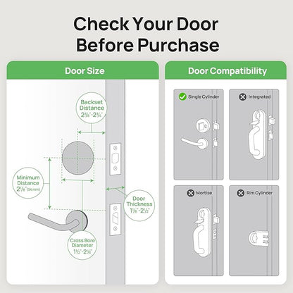 Anona Holo Wi-Fi Smart Lock, Keyless Entry Door Lock with App Remote Control, Auto-Lock & Anomaly Detection, Non-Destructive Installation, Supports Alexa, Apple Home, Matter