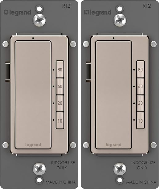 Legrand Radiant Digital Light Switch Countdown Timer, Decorator Rocker Wall Switch, 4-Button, RT2NICCV4 (Pack of 2)