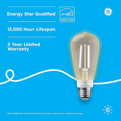 Cync GE Smart LED Light Bulb, ST19 Edison Style, Works with Amazon Alexa and Google Home, WiFi Light, Soft White, 60W Equivalent, (Pack of 2)