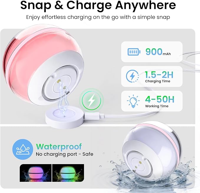 LOFTEK Sphere Night Light,Magnetic Rechargeable,Color Change Ambient Light | Stepless Dimming, Auto Timer, Decorative Mood Light, Hangable, IP65 Waterproof for Indoor Outdoor use, Gift