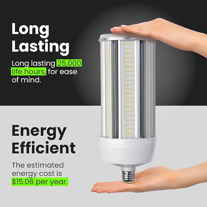 Feit Electric 125W LED Corn Cob Light Bulb, 15,000 Lumens, 5000K Daylight, 750W Equivalent, Mogul Base Adapter Included, 25,000 Hour Life, Energy Saving for Barns, Warehouses & Large Spaces