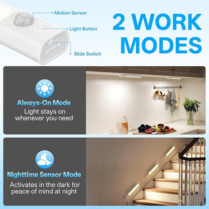 Under Cabinet Lighting with Charging Station,Rechargeable Motion Sensor Light Indoor,LED Closet Lights,3 Colors Dimmable,Magnetic for Kitchen,Wardrobe,Bedroom,Drawer 3Pack