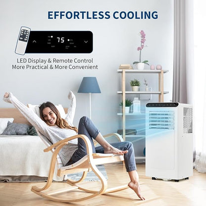 GarveeLife Portable Air Conditioners, 10,000 BTU for Rooms up to 450 Sq.Ft., Smart Compact AC Unit with Cooling, Dehumidifier, Fan, Remote Control and Window Kit, White