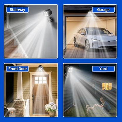 Battery Operated Outdoor Motion Sensor Light, 600LM 6000K Waterproof Wide-Angle Detection Auto On/Off Wall Light,for Garage, Yard, Front Door, Stair and Driveway (2 Packs)