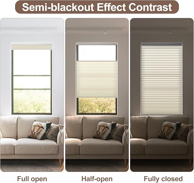 Godark Motorized TDBU vCellular Shades with Remote Control Smart Honeycomb Blinds Compatible with Alexa Google Home Smarthings Custom Double Cellular Light Filtering for Indoor Windows Doors-Beige