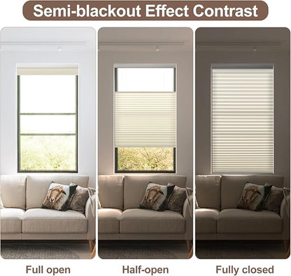 Godark Motorized TDBU vCellular Shades with Remote Control Smart Honeycomb Blinds Compatible with Alexa Google Home Smarthings Custom Double Cellular Light Filtering for Indoor Windows Doors-Beige
