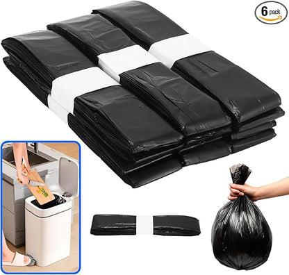 Automatic Trash Can Refill Bags - 6Pack Refill Bag Ring Smart Trash Can Replacement Bags Compatible for TOWNEW T1S/T AIR X/T Air Lite and Airdeer, Smart Bin Self Sealing Auto Refill, Black