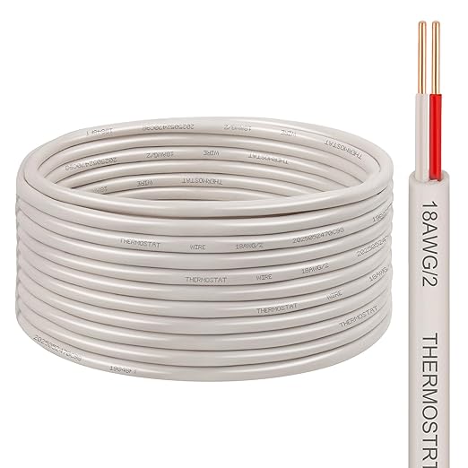 XRDS -RF 18AWG 2 Conductor Thermostat Wire 25FT, Solid Copper, 18 Gauge 2 Wire for Thermostat, HVAC, Heating and Cooling, White Jacket (20FT / 25FT / 30FT / 50FT / 75FT / 100FT)