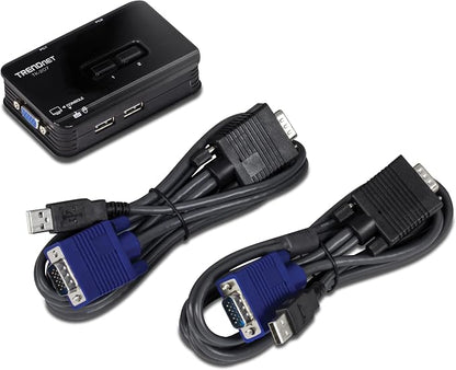 TRENDnet 2-Port USB KVM Switch, TK-207K | Control Two Computers with One Set of Console Controls,2048 x 1536 Resolution,60Hz Refresh Rate,All Required Cabling Included