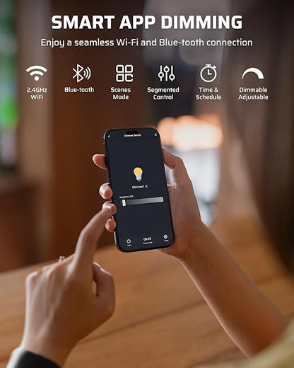 DEWENWILS Outdoor Dimmer for String Lights, Smart Dimmer Plug with Remote, Compatible with Alexa & Google Home, Waterproof, 100FT Range, Remote Dimming for Dimmable LED/Tungsten Bulbs