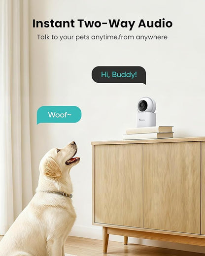 3K Indoor Security Camera 360°PTZ Home Baby/Pet Monitor, Auto Tracking,2.4/5GHz WiFi, AI Motion & Sound Detection,2-Way Audio, Night Vision, SD/Cloud Storage, Works with Alexa, No Monthly Fee